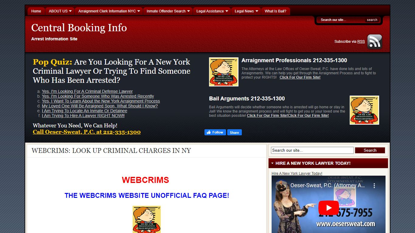 WEBCRIMS - Central Booking Info